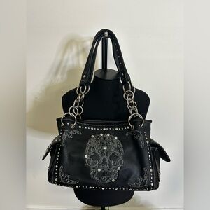 Y2K Montana West Conceal Carry Western Sugar Skull Rhinestone Handbag